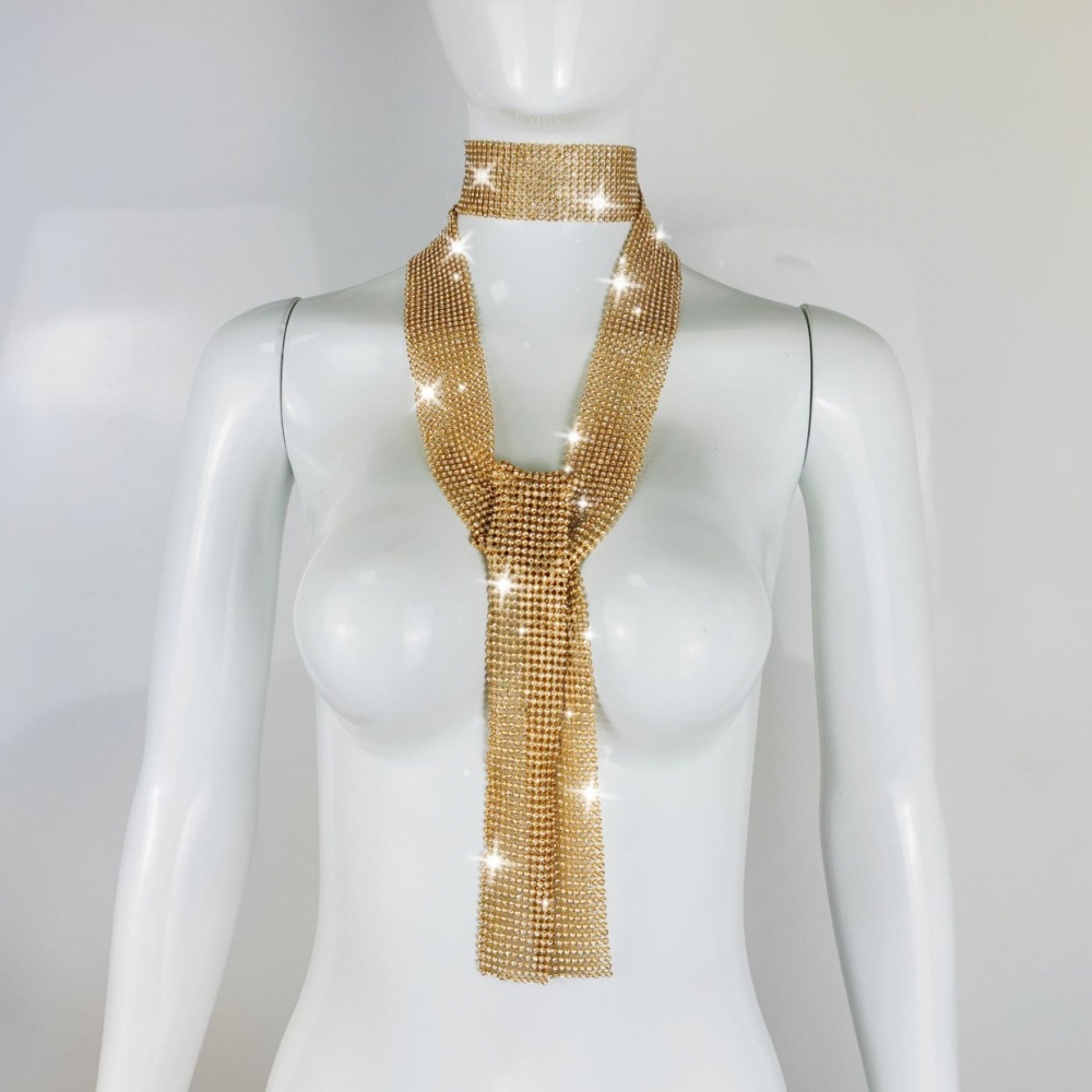 超闪辣妹亮片丝巾气质细长条飘带领巾氛围感拍照颈饰个性新品配饰详情28