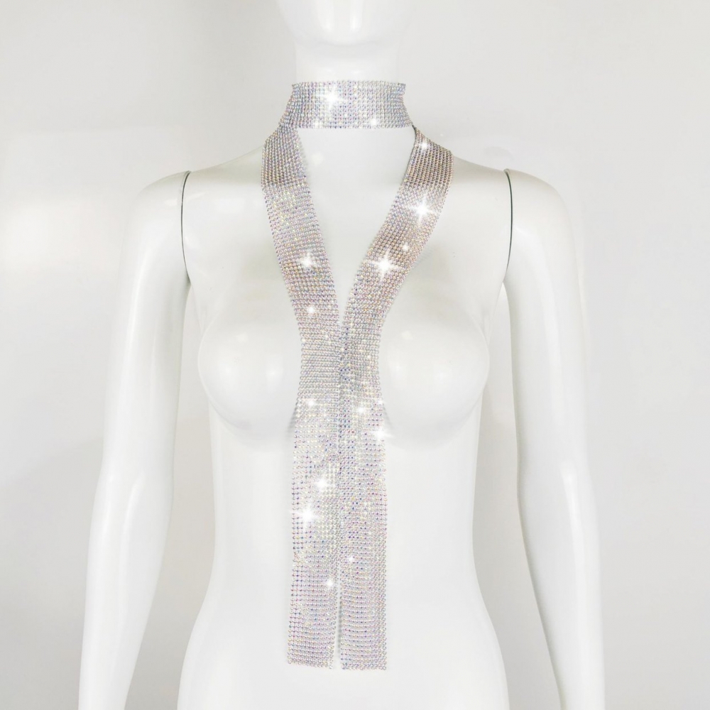 超闪辣妹亮片丝巾气质细长条飘带领巾氛围感拍照颈饰个性新品配饰详情25