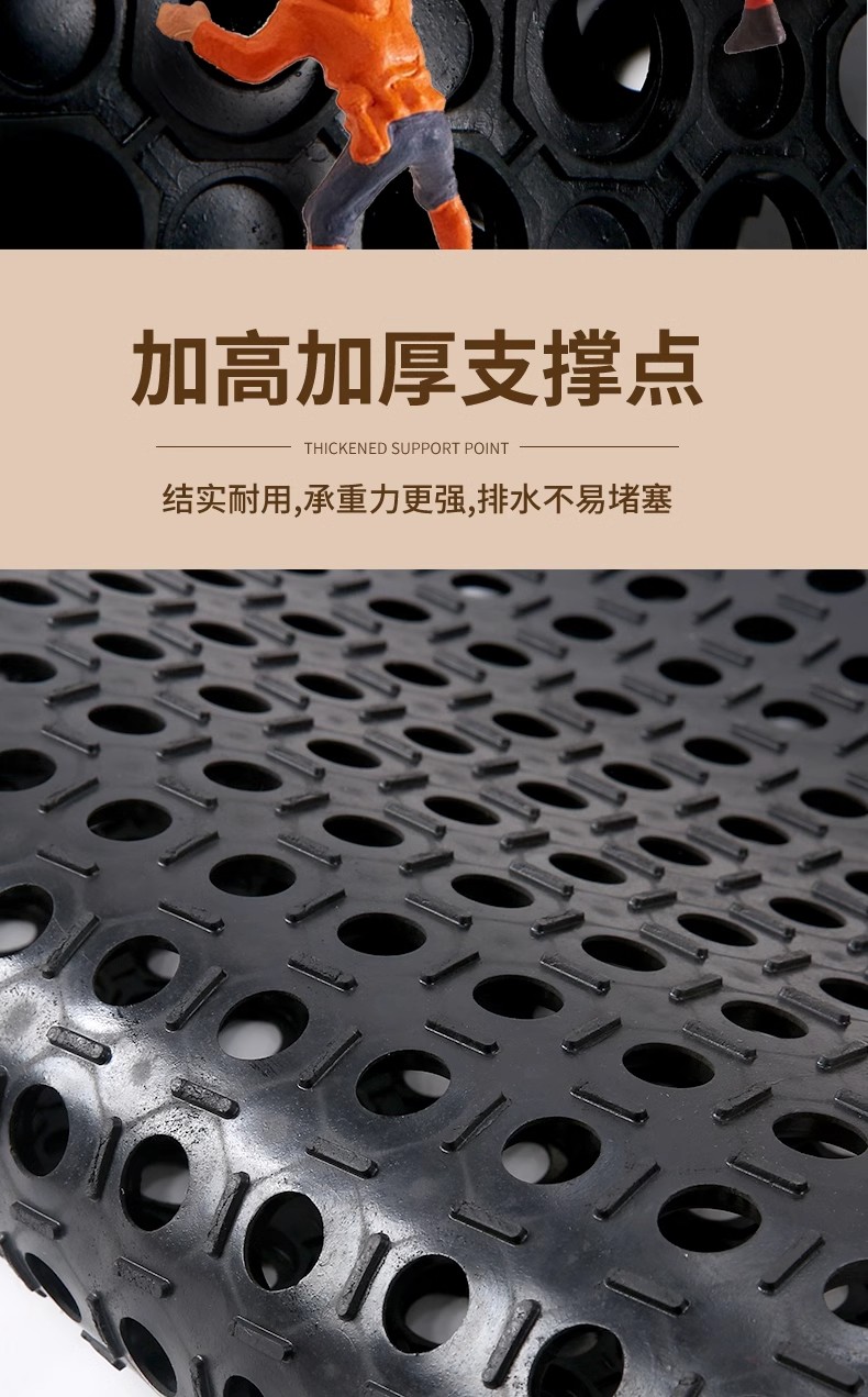 橡胶脚垫公厕吧台防滑垫黑胶镂空垫防油垫子网格耐用地垫餐厅加厚详情7