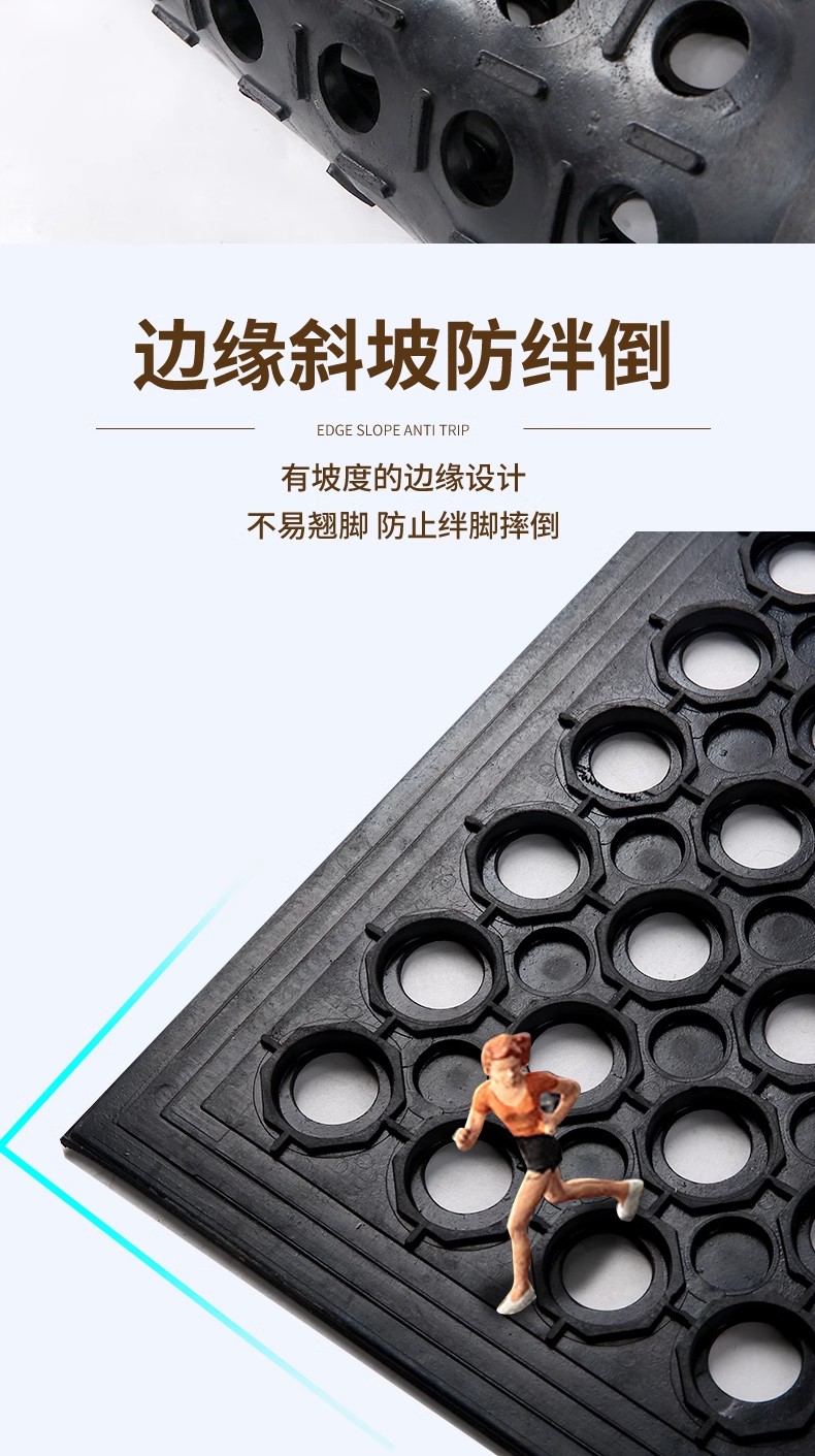 橡胶脚垫公厕吧台防滑垫黑胶镂空垫防油垫子网格耐用地垫餐厅加厚详情8