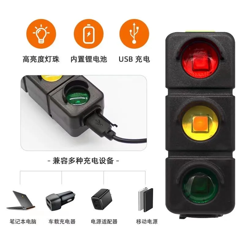 自行车灯警示创意山地车红绿灯闪烁夜骑儿童车灯夜间装饰充电尾灯详情3