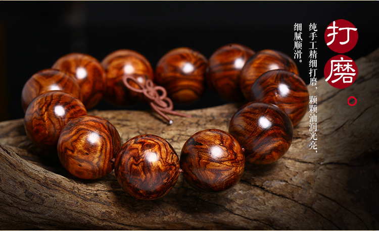 Authentic Hainan yellow rosewood and oil pear old material bracelet 2.0 Hainan Yellow Ghost Face Ghost Eye Bracelet for men and women, Buddhist prayer beads pic 6