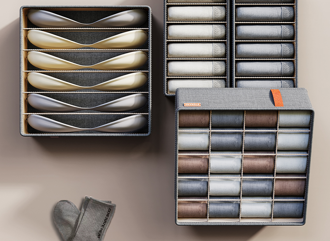 袜子收纳盒家用分隔内衣内裤多格整理盒抽屉式收纳神器分格储物盒详情5