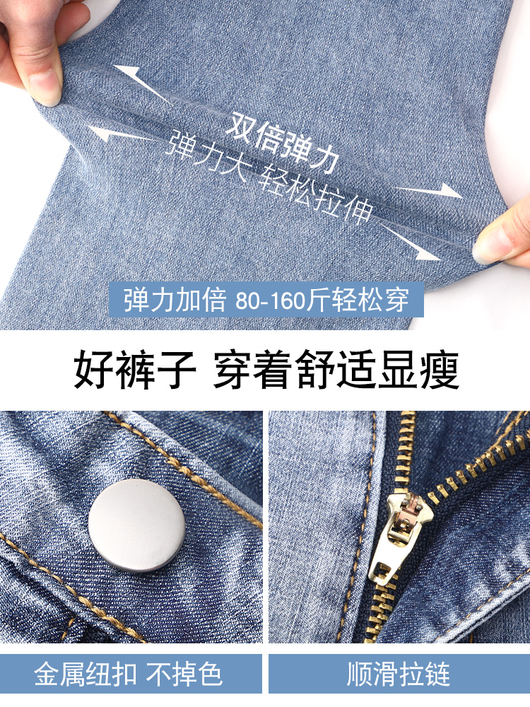 Light blue straight-leg jeans for women's summer, 2022 style, high-waisted, slimming, loose 9-inch, petite cigarette pants Item Picture