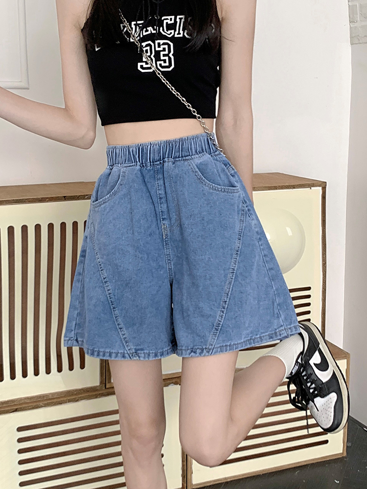 Summer petite women's pants 2022 new high-waisted slimming jeans, summer loose and thin A-line shorts details Picture