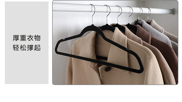 出口植绒衣架45cm男装西装大衣家用无痕衣挂衣撑衣柜防滑衣架大号详情15