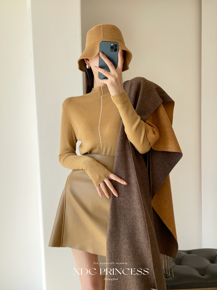 秋冬新款轻奢~大衣伴侣双面纯色围巾女欧美风仿羊绒保暖披肩围脖详情59