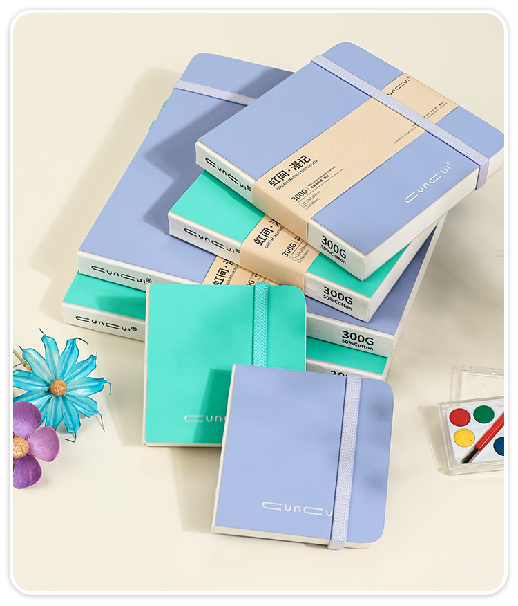 悦声300g半棉水彩小方本文创豆豆本丙烯麦克笔摸鱼本细纹迷你可携式绘画 画本正方形素描本手账口袋空白画 画画 画本30张详情17