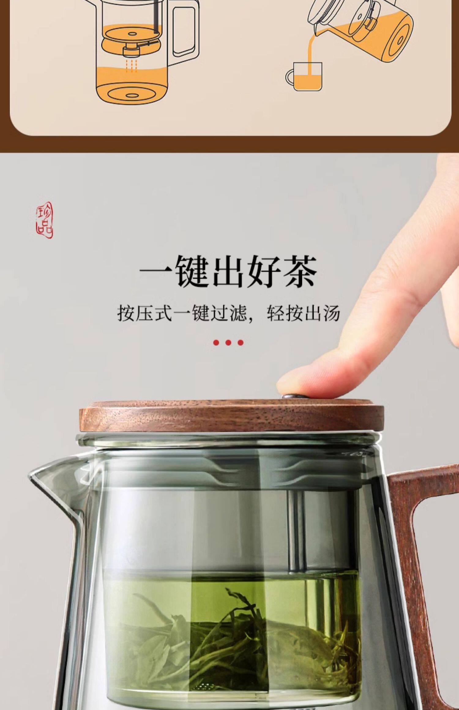 2025新款飘逸杯泡茶壶高端办公室茶具套装家用耐高温茶水分离壶电热煮茶壶茶壶详情6