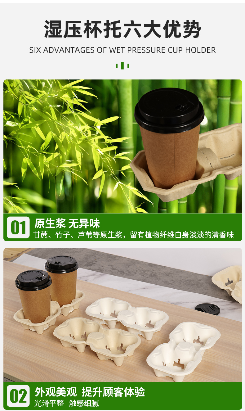 一次性咖啡牛奶奶茶杯托高级感单 双 四杯托底座外卖固定打包纸托详情15