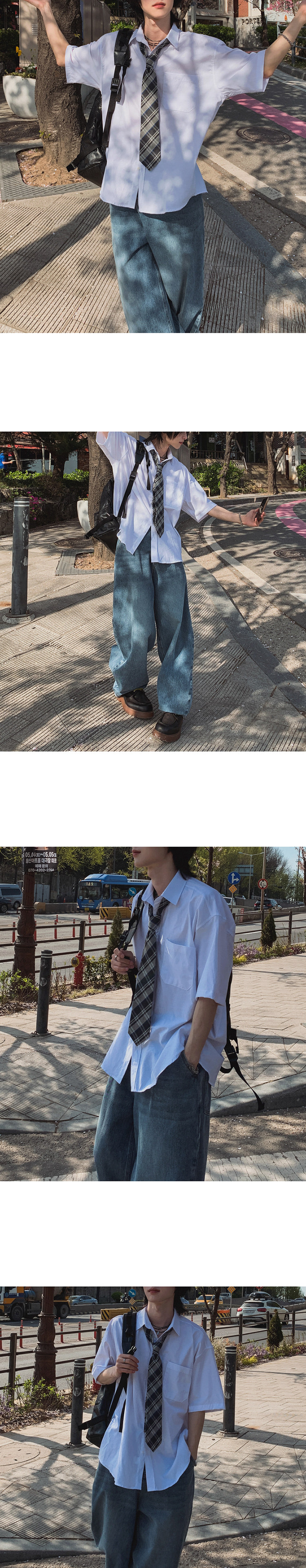 MYQ学院风短袖衬衫男夏季宽松休闲纯色衬衣韩系通勤DK制服内搭详情15