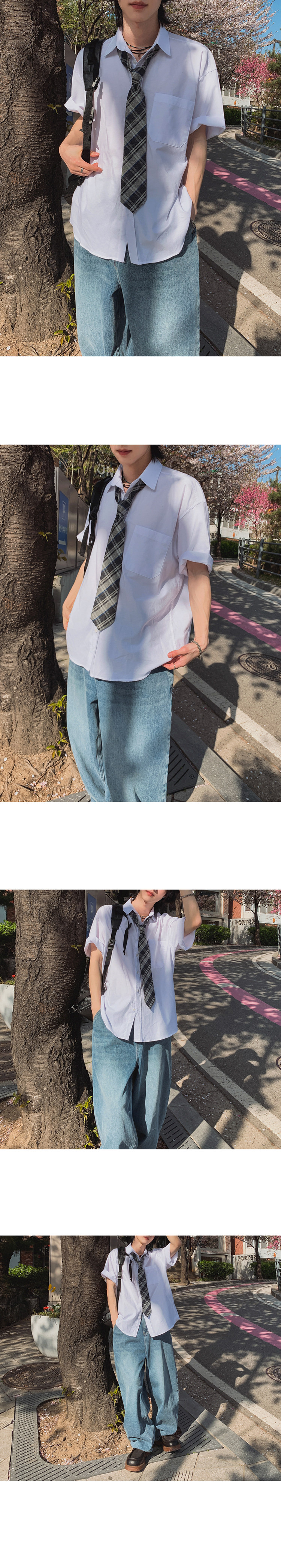MYQ学院风短袖衬衫男夏季宽松休闲纯色衬衣韩系通勤DK制服内搭详情12