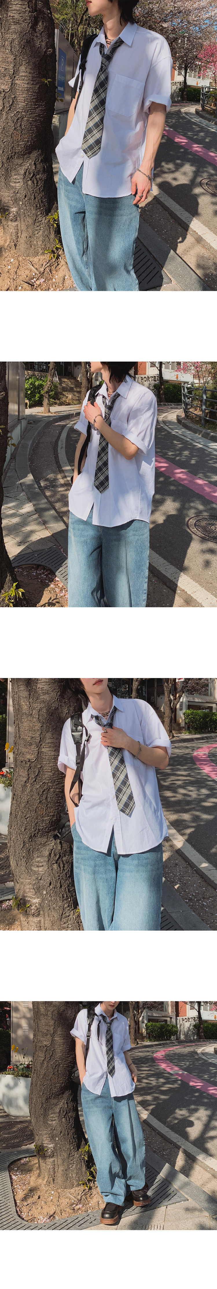 MYQ学院风短袖衬衫男夏季宽松休闲纯色衬衣韩系通勤DK制服内搭详情14