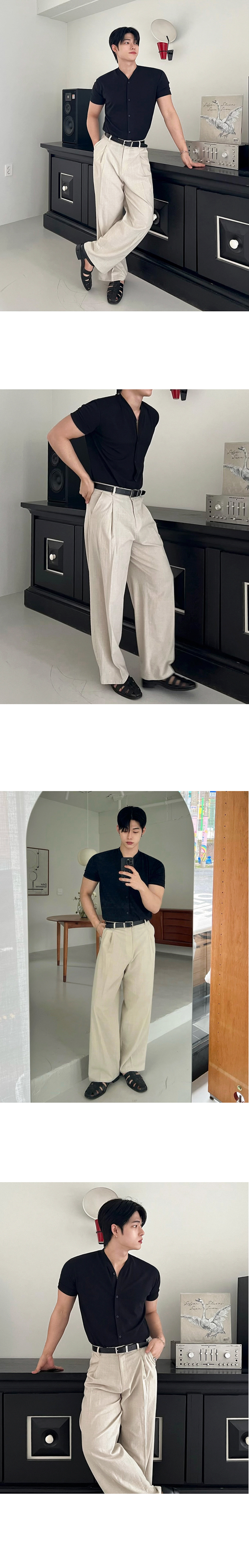 MYQ设计感开衫短袖T恤男夏季修身cleanfit半袖上衣韩系通勤穿搭详情9