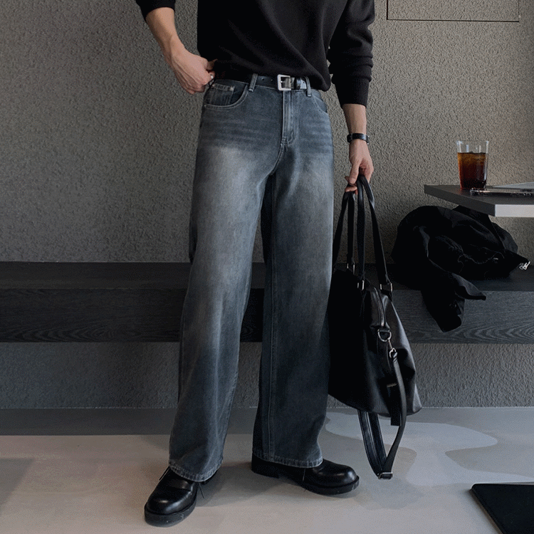 MYQ百搭直筒牛仔裤男士春季宽松休闲长裤韩版潮流高级感阔腿裤详情2