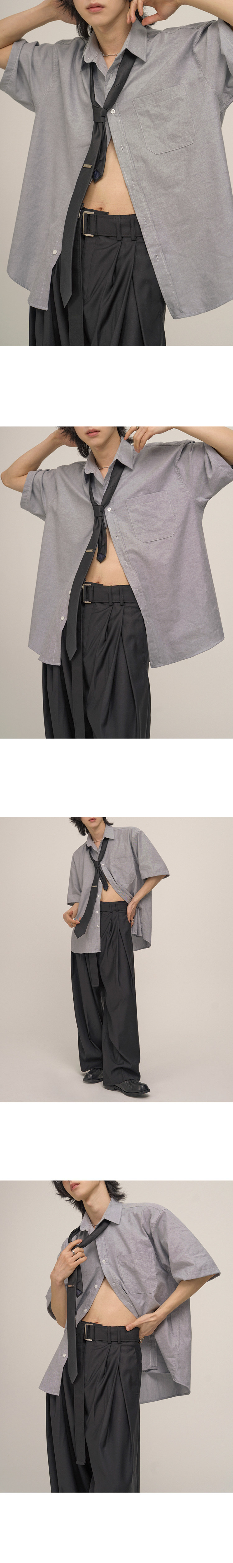 MYQ学院风短袖衬衫男夏季宽松休闲纯色衬衣韩系通勤DK制服内搭详情7