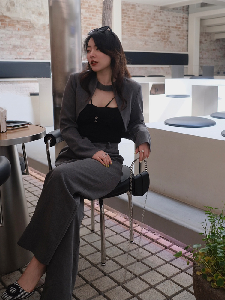 JML ginger grain grey suit, small waistcoat, high-waisted wide-leg pants, slimming A-line skirt, elegant commuting set Specification image