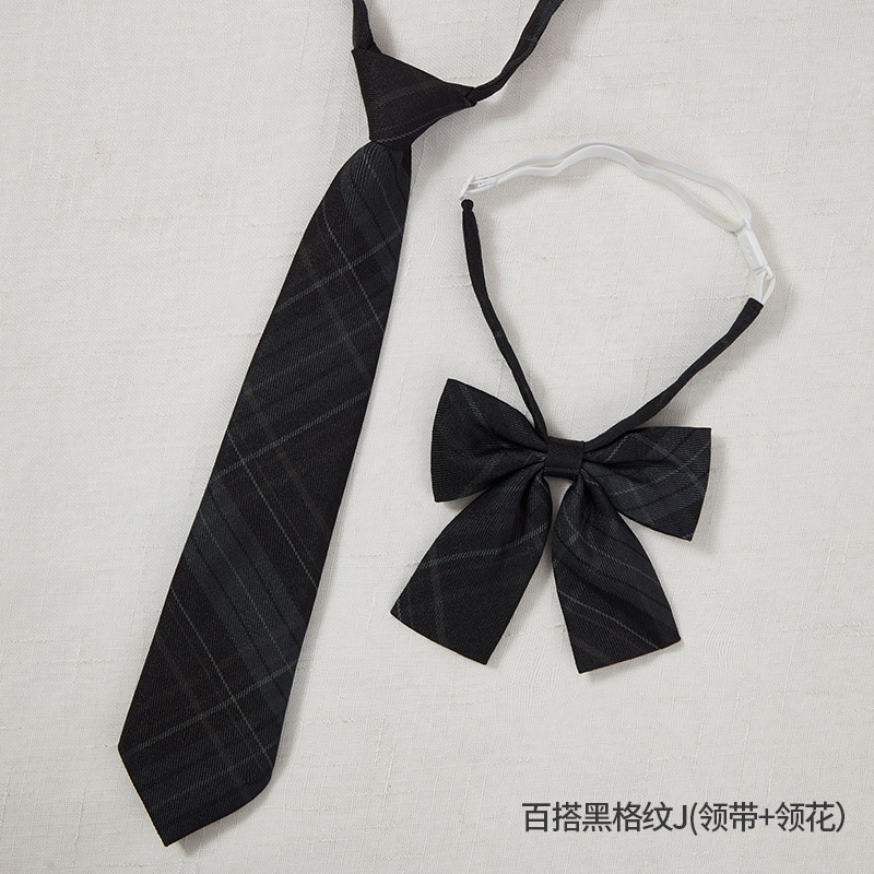 免打领带小韩版女式学院风领花JK制服酒红蝴蝶结水手服免打领结详情13