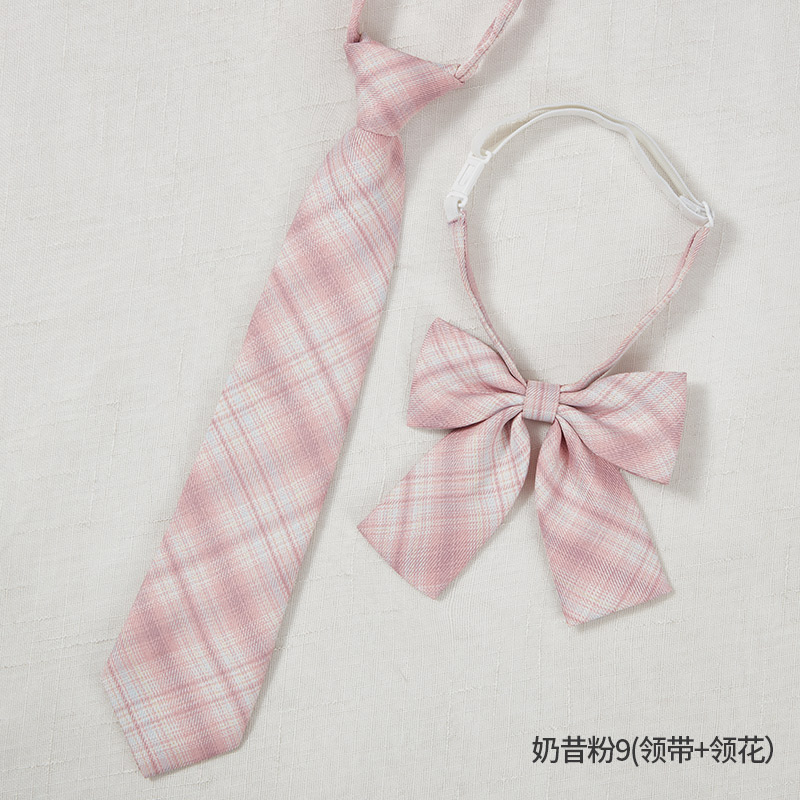 免打领带小韩版女式学院风领花JK制服酒红蝴蝶结水手服免打领结详情5