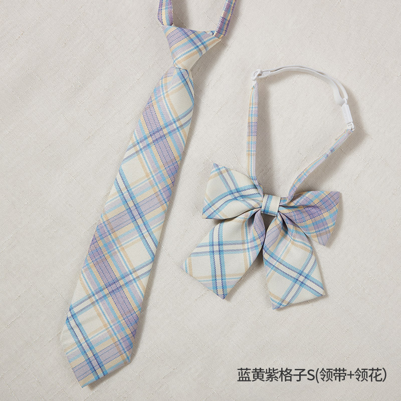 免打领带小韩版女式学院风领花JK制服酒红蝴蝶结水手服免打领结详情15