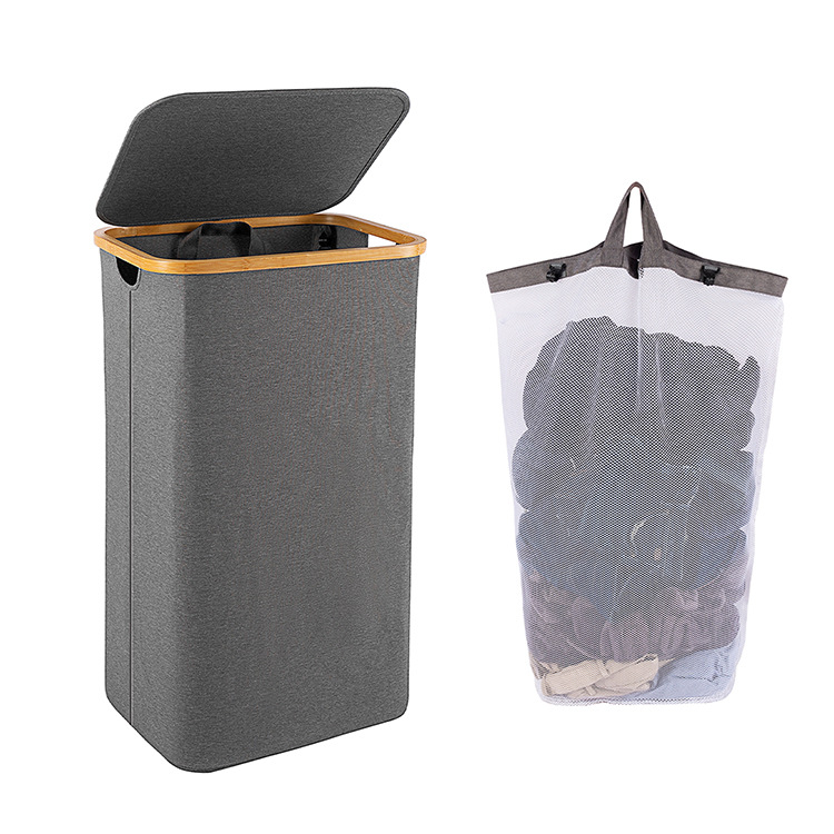 日式卧室化妆室脏衣篮含内袋可折叠脏衣篓脏衣物收纳筐布艺超大号详情2