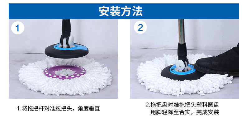 百家好世旋转拖把头拖布头家用替换好神拖通用拖把拖地棉头墩布头详情13