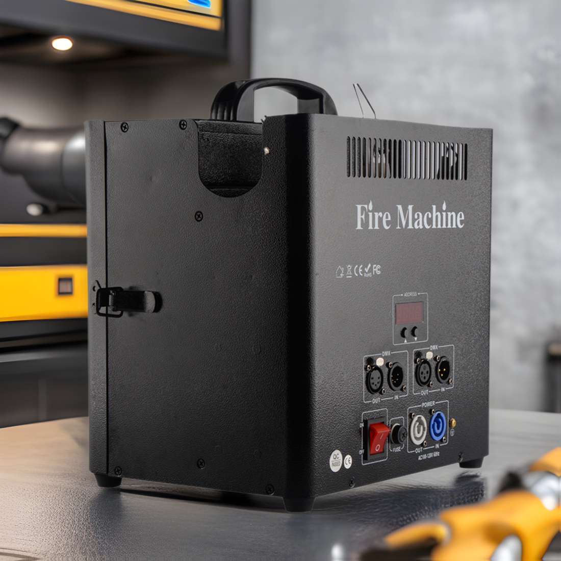 The stage three-head flamethrower performance DMX512 flame machine, small fire column machine, bar and nightclub atmosphere special effects equipment full figure
