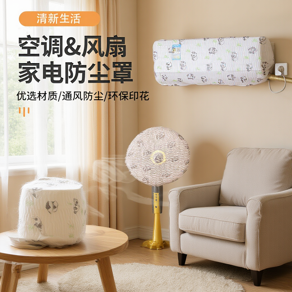 一次性印花防尘罩通用防尘风扇空调保护罩家用挂机全包电器保护套