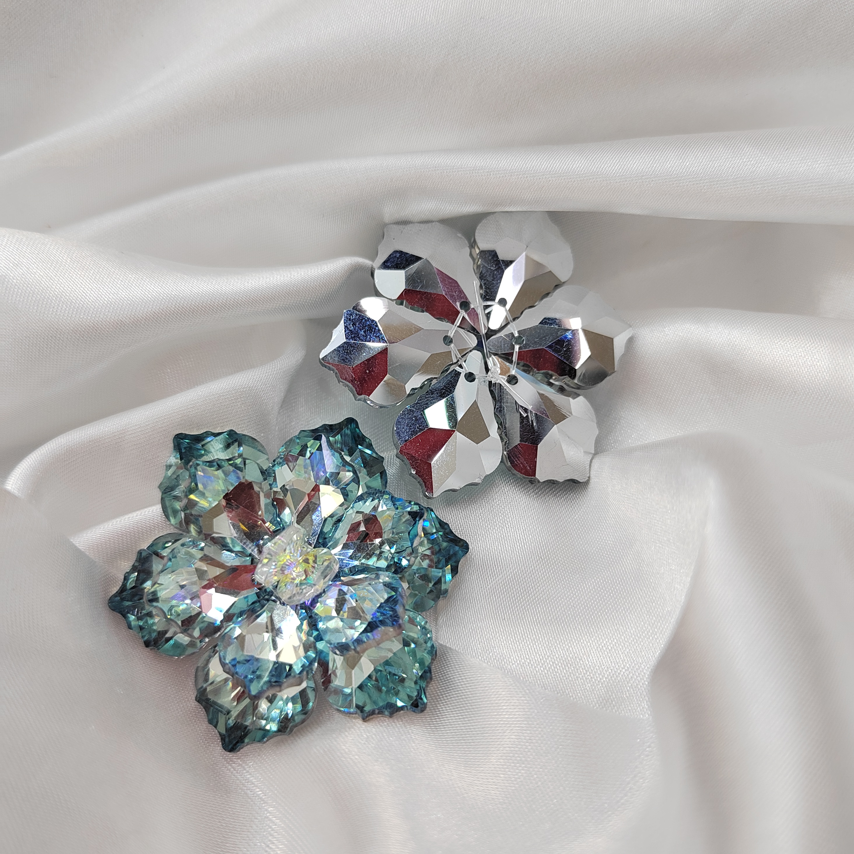 梦幻渐层炫彩水晶编织花朵配件diy高级感耳环头饰女胸针材料16色详情3