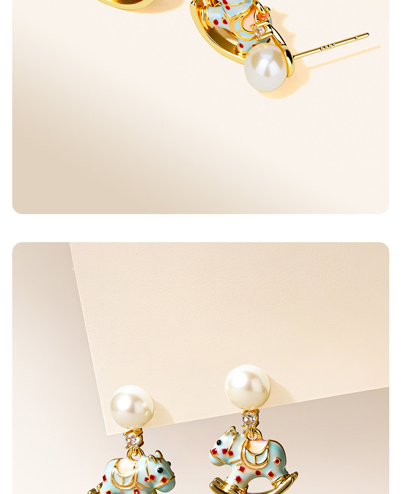 马上有好运 小马耳钉2026本命年吉祥马天然淡水珍珠耳环马上有钱耳环新年过年可爱耳饰女详情18