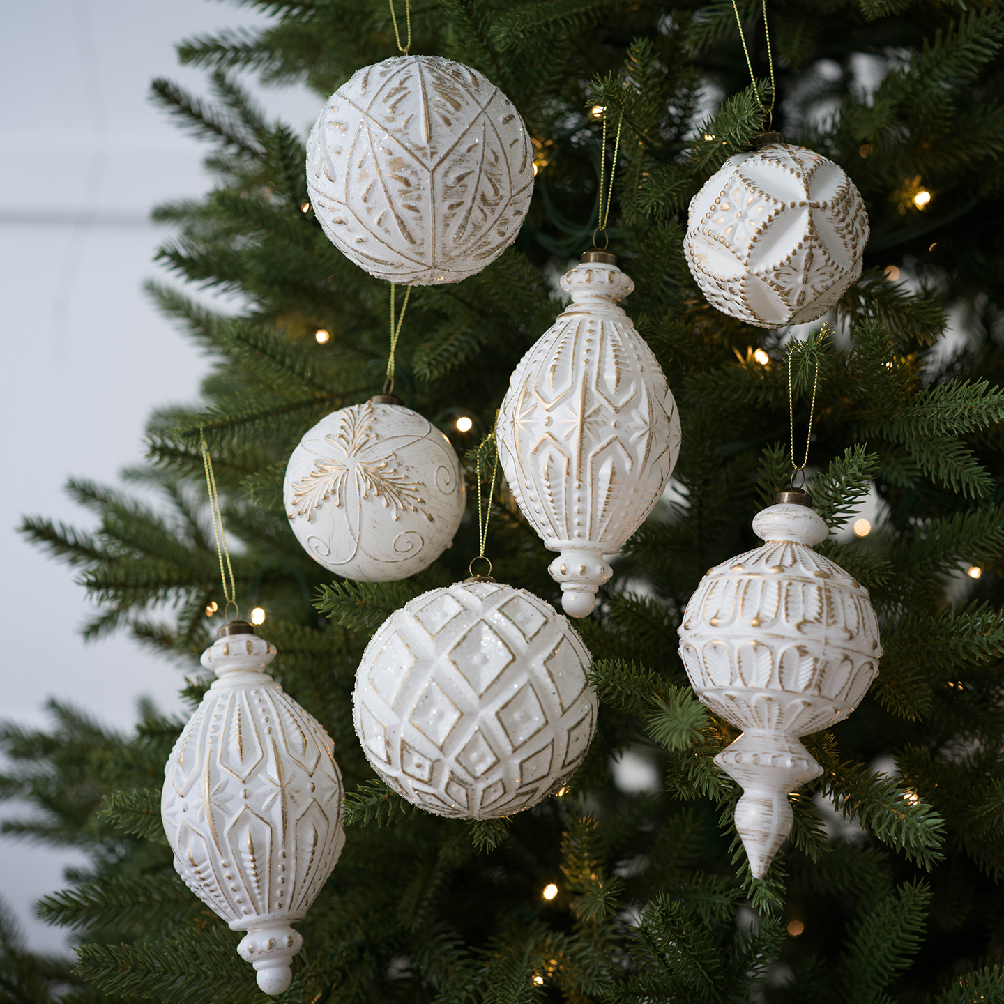 恒利圣诞塑料异形挂件哑光复古轻奢雪花圣诞树挂饰新款白金色圣诞球圣诞树挂件装饰详情14