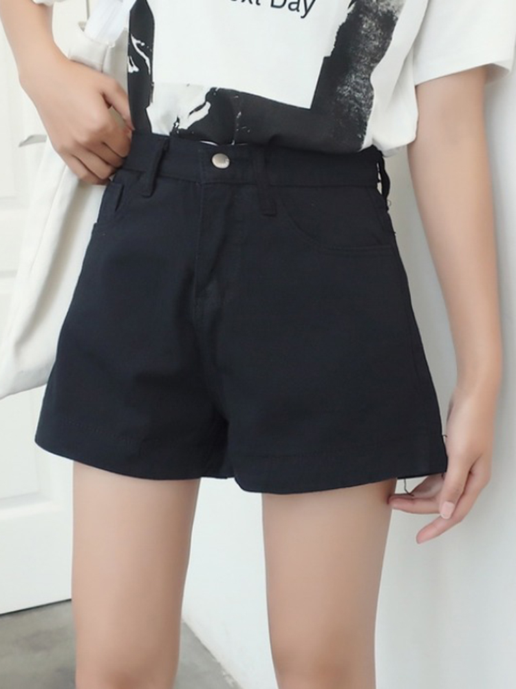 White ultra-short pants for women's summer 2022 new style, petite high-waisted slimming denim wide-leg pants, loose straight-leg hot pants Specification image