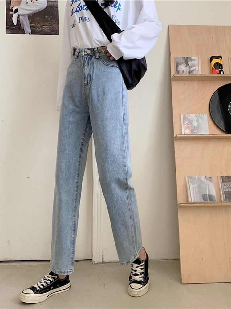 Pear-shaped figure jeans for children's autumn design sense, small and trendy black high-waisted straight-leg loose wide-leg pants Specification image