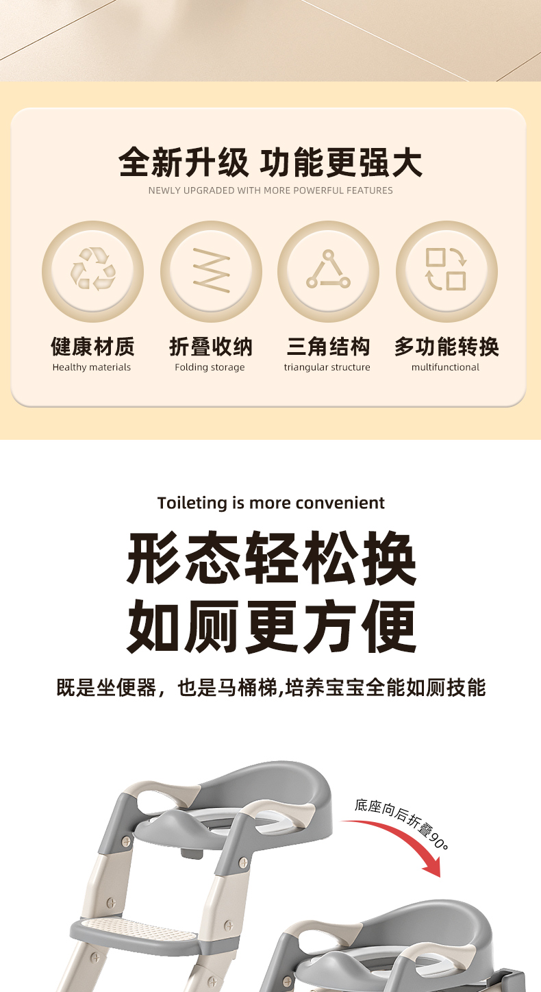 儿童马桶坐便器阶梯式男宝宝女小孩脚踏折叠马桶坐便圈家用便盆详情2