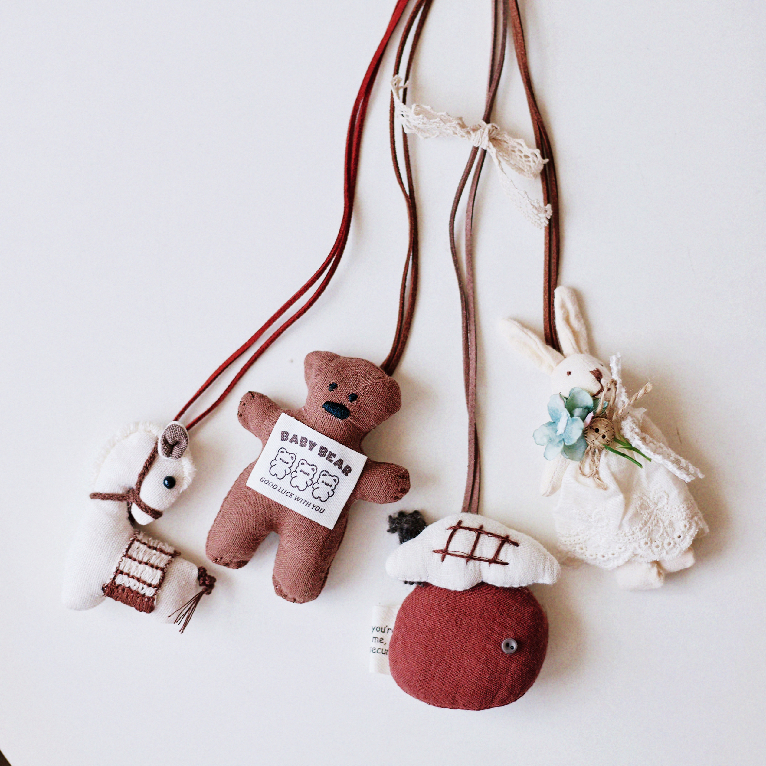 森系布艺项炼 小清新可爱减龄女长款挂脖配饰 小动物覆古挂绳装饰新飞塑胶详情2