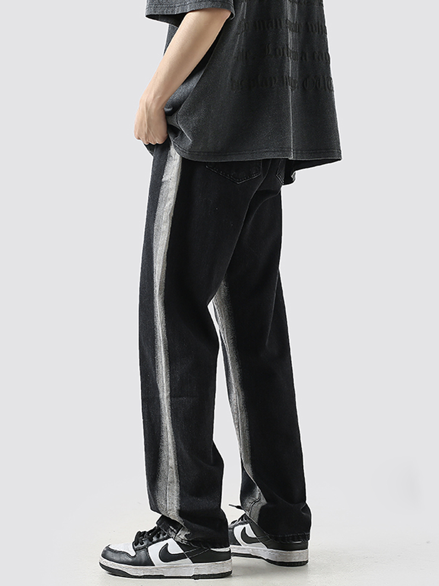 American men's spring new high street fashion brand loose straight-leg trousers with gradient distressed tie-dye wide-leg pants Application Scenario