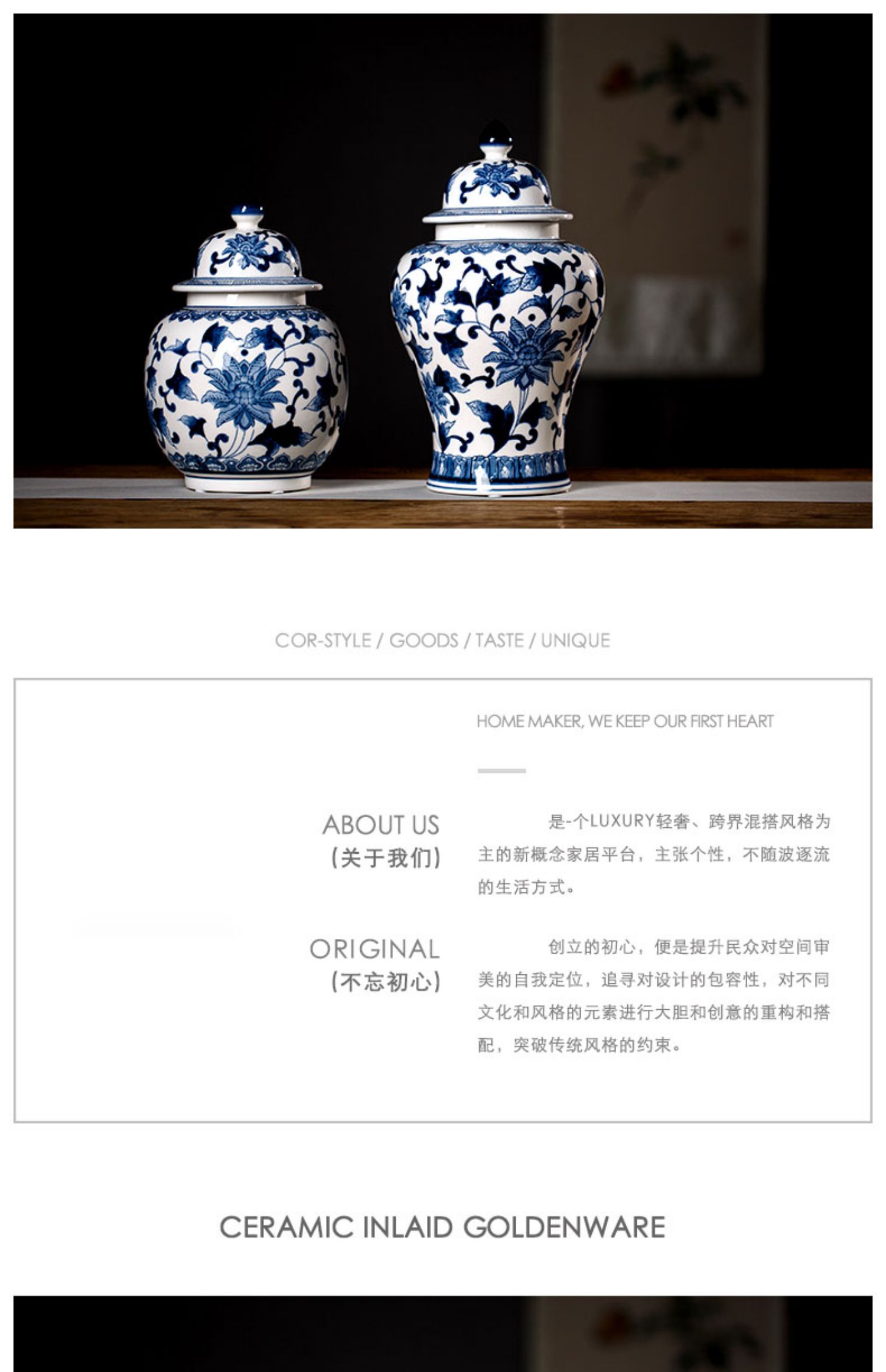 Ceramic blue and white porcelain vases, blue and white porcelain vase ornaments, home living room flower arrangement, TV cabinet decoration and arrangement pic 17