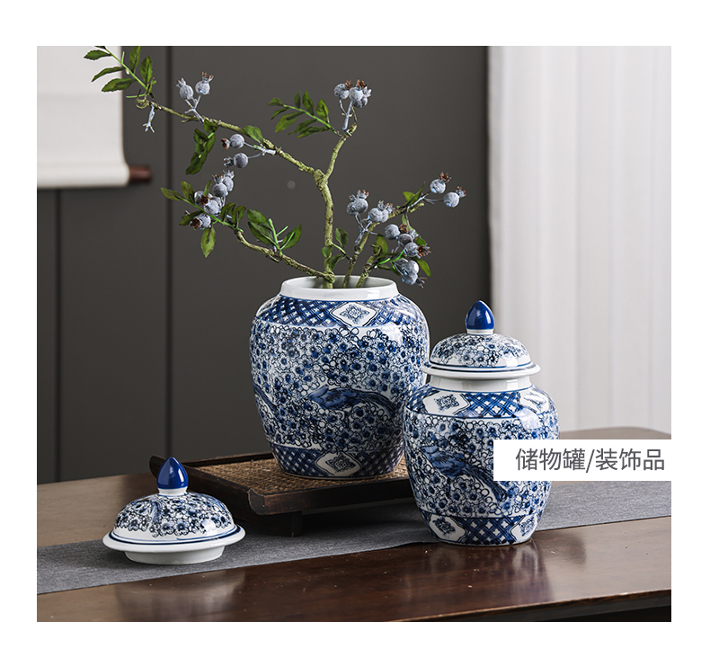 Ceramic blue and white porcelain vases, blue and white porcelain vase ornaments, home living room flower arrangement, TV cabinet decoration and arrangement pic 40