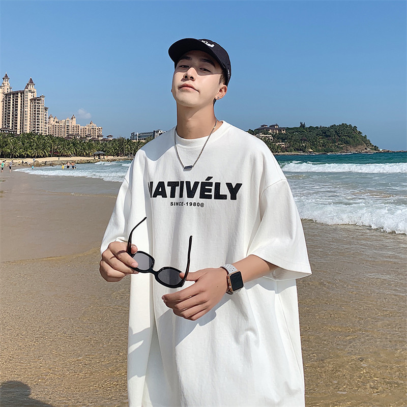 Men's short-sleeved T-shirt, summer oversized trendy and versatile clothing, ins high street streetwear brand American loose half-sleeve Specification image