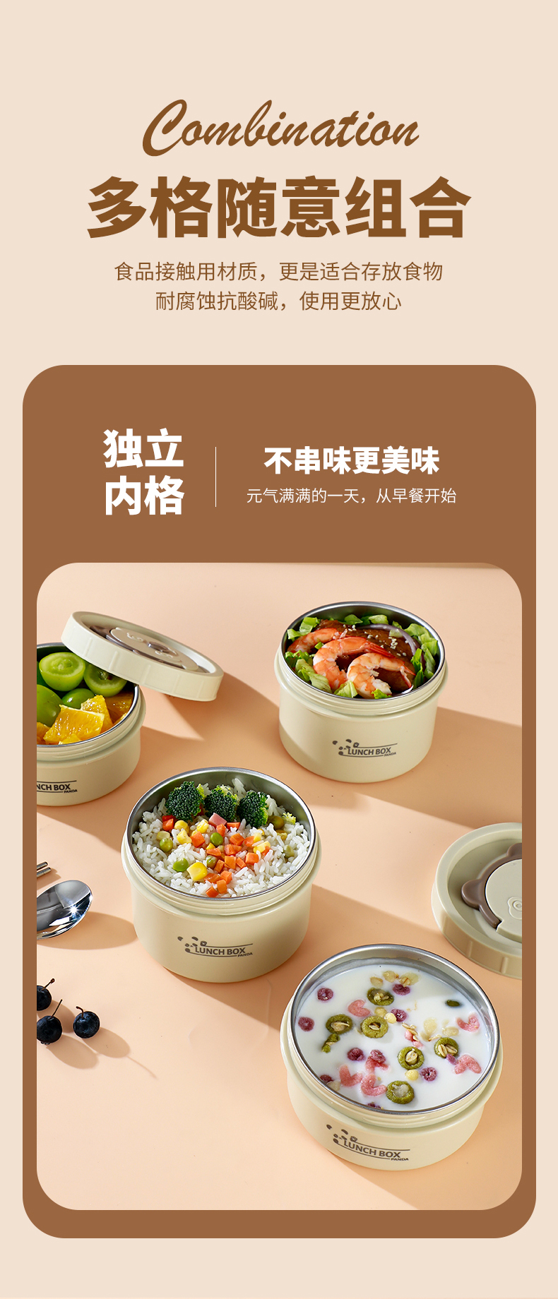 316不锈钢碗微波炉加热汤碗迷你小饭盒学生密封带盖早餐碗食品级详情6