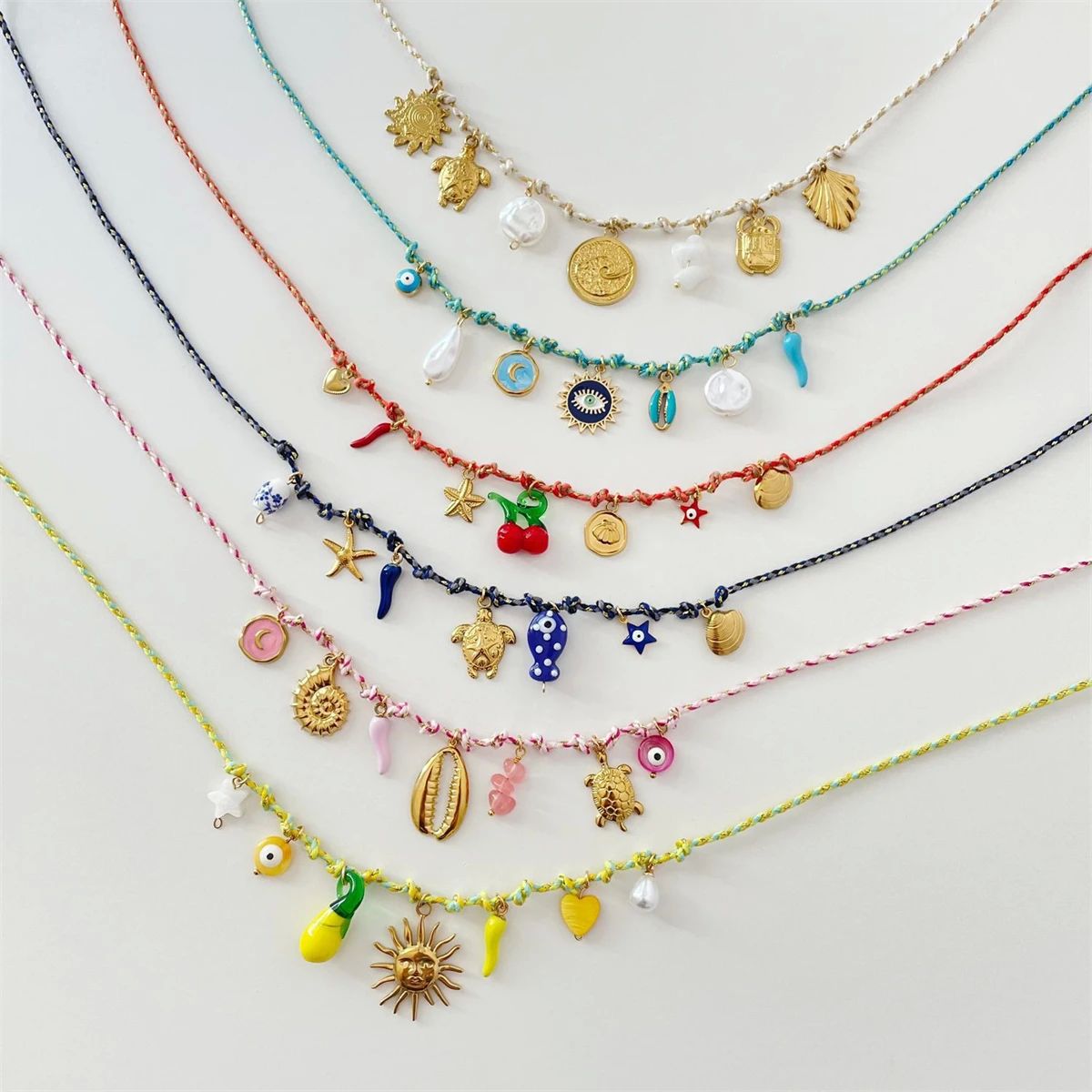 Personalized DIY knotting rope chain starfish turtle pendant pic 2