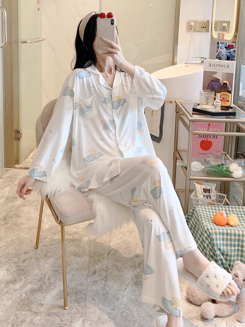 Modal pajama women's summer maternity wear, Japanese-style spring and autumn breastfeeding and lactation home wear set, two-piece bestseller Application Scenario