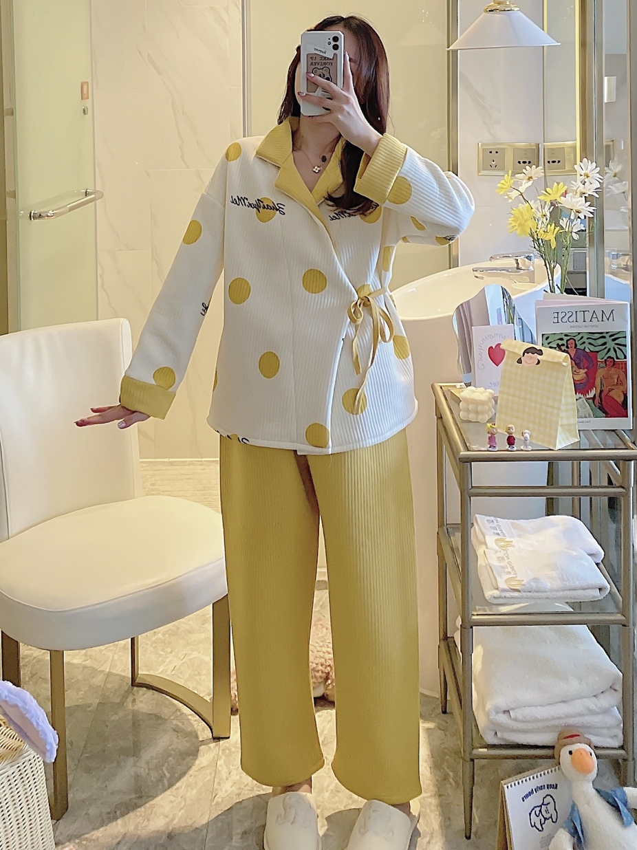 Autumn and winter air-padded postpartum care clothes, thickened and warm for breastfeeding, pregnancy period, October, November, spring, pregnant women's pajamas 12 Specification image