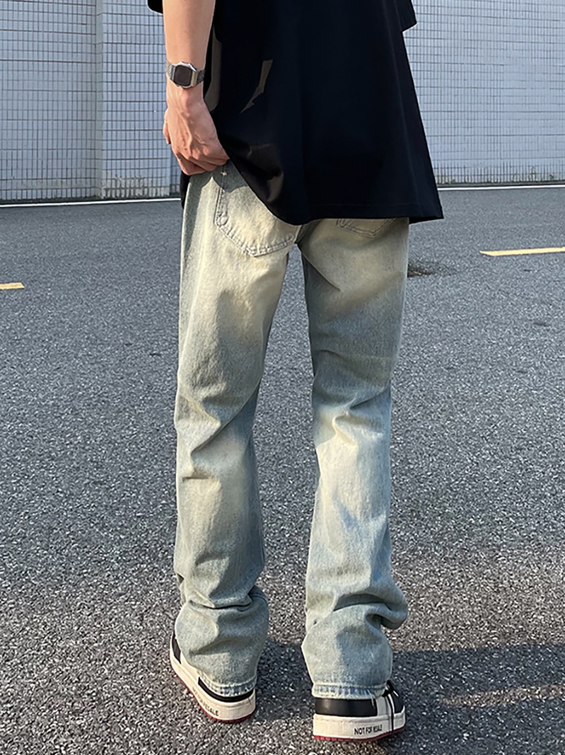 American high street washed, distressed and ripped jeans for men, ins, European and American trendy brand vibe loose straight-leg trousers Application Scenario