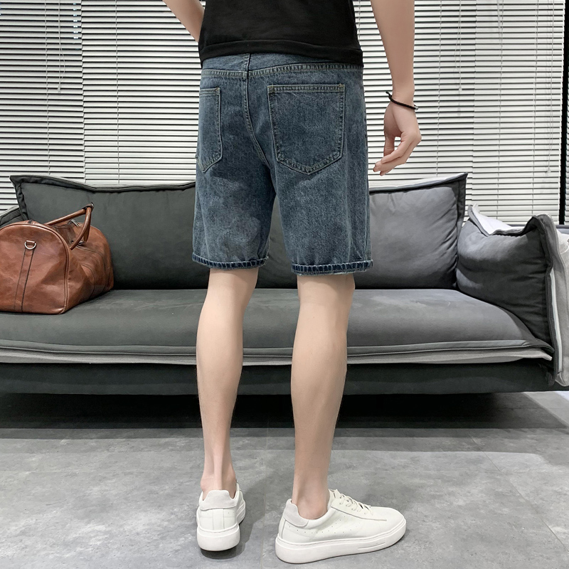 Men's summer thin Korean style trendy brand denim shorts, versatile slim straight-leg casual mid-length pants, men's stretch capri pants Specification image