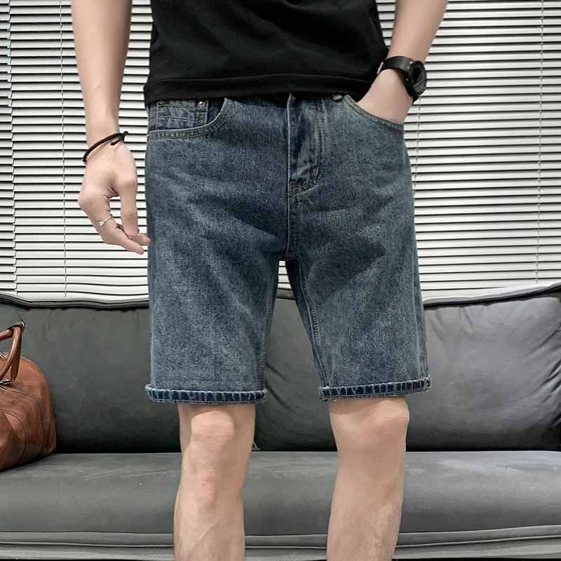 Men's summer thin Korean style trendy brand denim shorts, versatile slim straight-leg casual mid-length pants, men's stretch capri pants Application Scenario