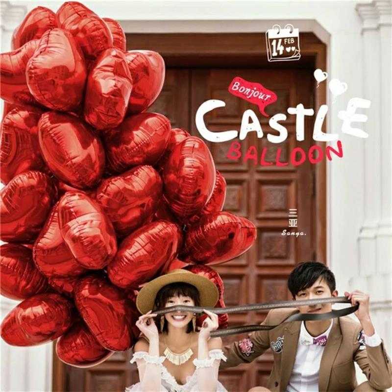 10寸18寸爱心形桃心铝膜铝箔气球生日派对浪漫结婚婚房装饰布置详情2