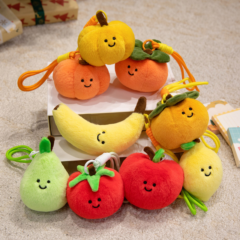 Plush pendants, simulated fruit dolls, cute smiling tomatoes, plush toy bags, hanging decorations, creative toys wholesale pic 17