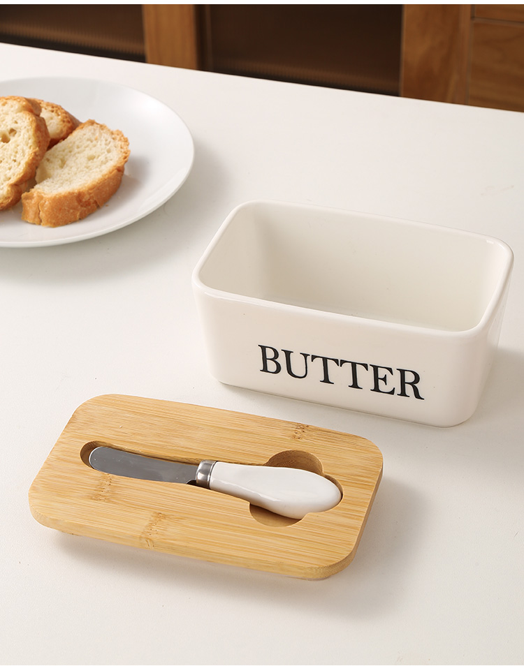 陶瓷黄油盒Butter Dish带盖抹刀牛油盒家用奶酪保鲜密封罐收纳盒详情15