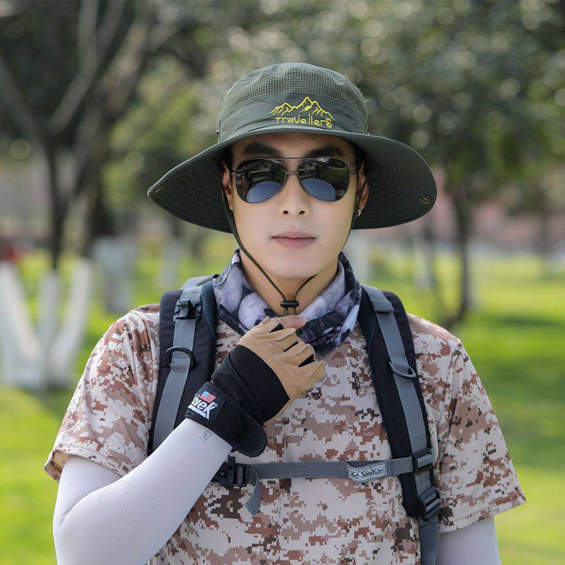 防晒帽子男士钓鱼帽夏季渔夫帽户外登山太阳帽遮脸防紫外线遮阳帽详情10